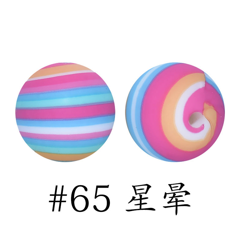 Wholesale 50pcs 16mm Print Silicone Beads Colorful Silicone Water Transfer Beads